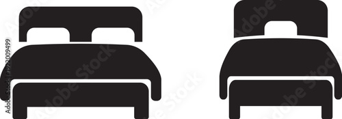 Simple black bed icons on white background