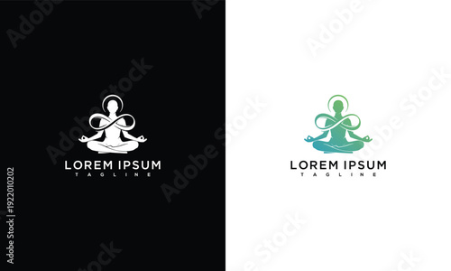 Yoga Meditation Infinity Logo Concept for Wellness Spiritual Harmony  Zen Balance.