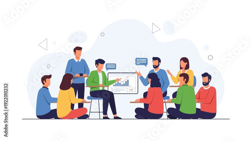 Diverse group of people in a casual meeting, discussing ideas and strategy