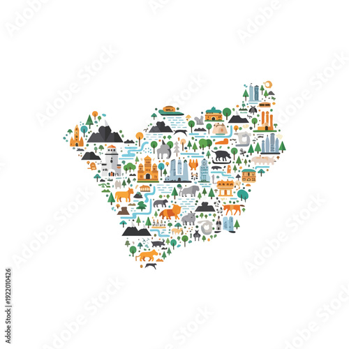 India Map Collage Cultural Diversity Representation.