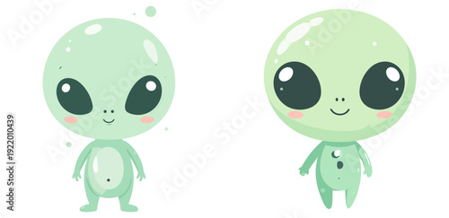 Alien Baby Shower Character Vector Set – Kawaii Cartoon Extraterrestrial Nursery Illustration