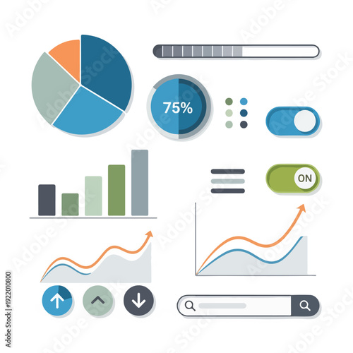 Infographic Elements with Charts and Graphs.