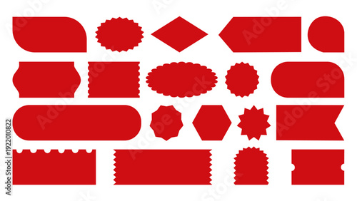 Red Silhouette Discount Offer Label Icon – Minimal Sale Tag Badge Vector Stock Illustration