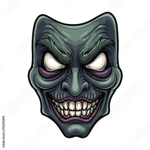 Evil Cartoon Mask with Sharp Teeth.