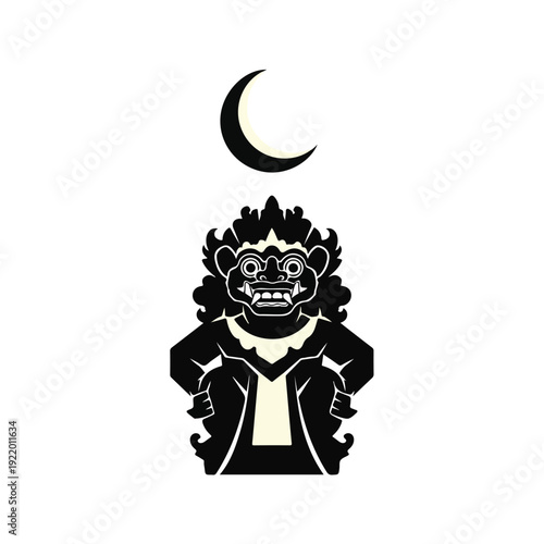 Illustration of a monster under the moon.