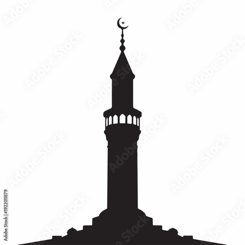 Islamic Minaret Silhouette with Crescent Moon 1.