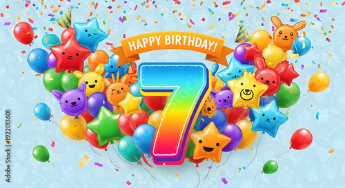 Celebratory text for a child's seventh birthday anniversary