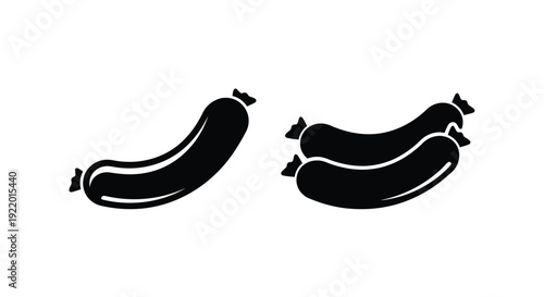 Two sausages depicted in a stark black graphic silhouette