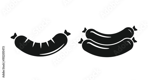 Two black sausage icons displayed against a white background silhouette