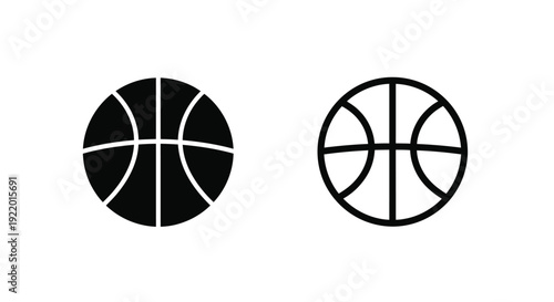 Two black basketballs depicted in a simple style silhouette