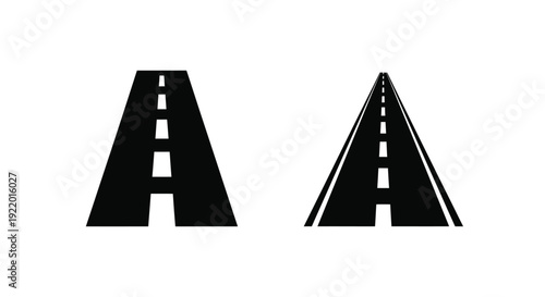 Two road silhouettes forming the letter a a minimalist design silhouette