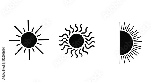 Three sun icons in varying phases a striking silhouette