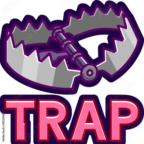 iron trap cartoon sticker illustration