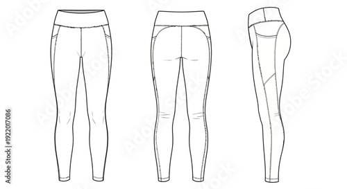Fashionable women's leggings technical drawing