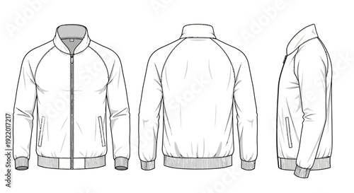 3D Mockup Template for a Raglan Sleeve Bomber Jacket