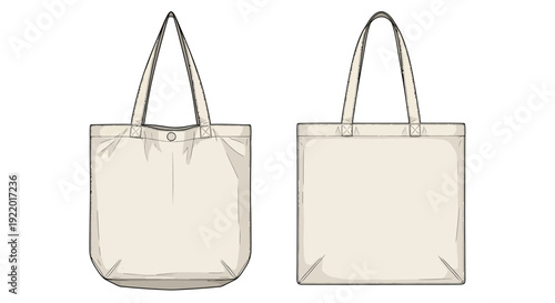 Set of Blank Canvas Tote Bags for Eco-Friendly Shopping and Custom Design