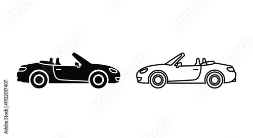 Black and white convertible car design a bold silhouette