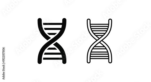 Two dna double helix structures presented as a dark silhouette