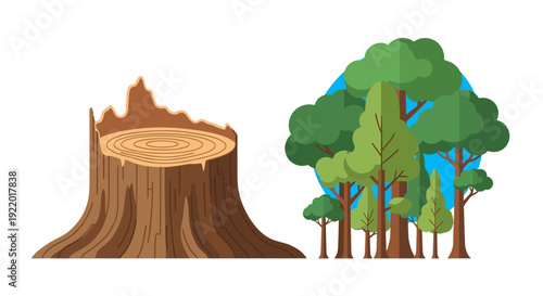 Tree Stump and Trees.