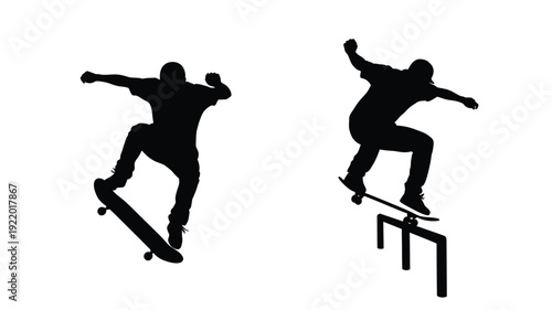 Two thai tuk tuks depicted in a stark black silhouette