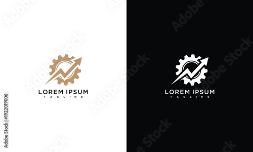 Business Growth Gear Logo Design for Technology  Engineering Progress.