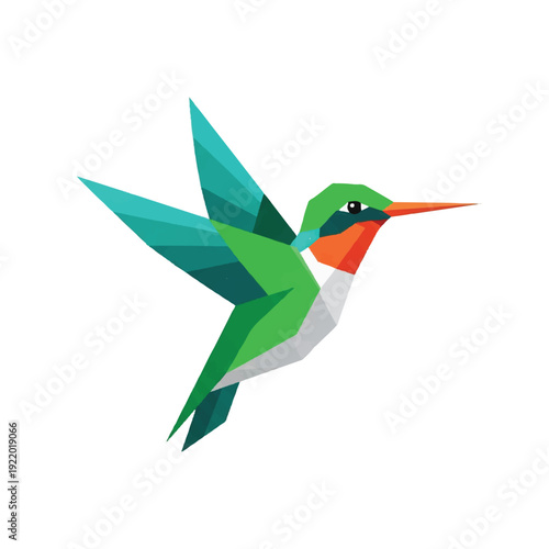 Colorful Hummingbird in Flight Geometric Art.