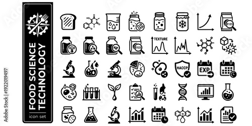 Food Science Technology Bold Line Icons-Maillard Reaction Emulsification Fermentation Preservation Pasteurization HACCP Flavor-20 Food Science Icon Set Vector - Food Technology Icons