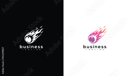 Comet Fireball Logo Design Dynamic Meteor Eye Icon Fast Business Brand.