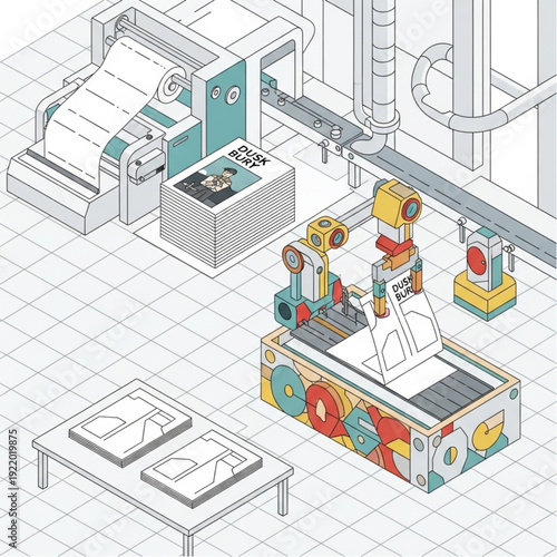 Industrial factory production line with machines and equipment.