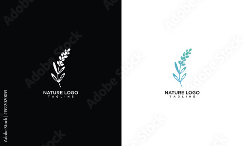 Minimalist Nature Floral Logo Design - Elegant Botanical Plant Vector Icon.