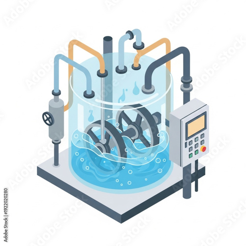 Laboratory Equipment with Control Panel and Piping System.