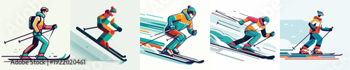 Vector Illustration of a Man Skiing