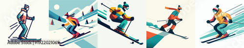 Vector Illustration of a Man Skiing
