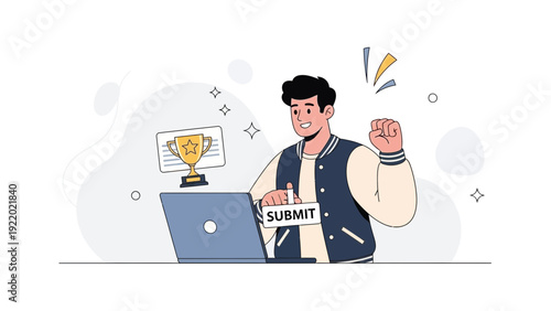 Student Submitting Project Online and Winning Award