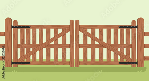 Wooden Fence Gate Entrance.