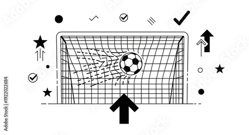 Soccer ball in the net, a goal scored in the game.