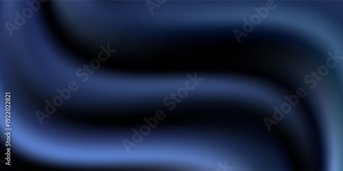  Black blue abstract background. Silk satin. Curtain, drapery. Shiny fabric. Dark. Wavy soft pleats. Navy blue elegant luxury background. Liquid wave effect. Gradient. Christmas. Festive.