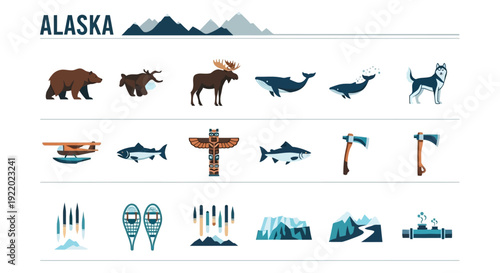 Alaska Icons A Collection of Wildlife, Symbols, and Landscapes of the Northern State