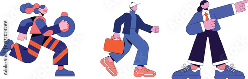 Corporate leadership and management business character set, professional managers and office workers flat vector illustration