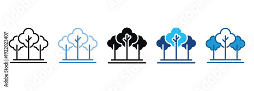 Trees Icon Set Multiple Style Of