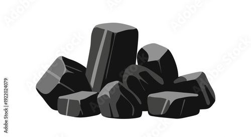 A collection of dark coal rocks and stones in a pile viewed from the front