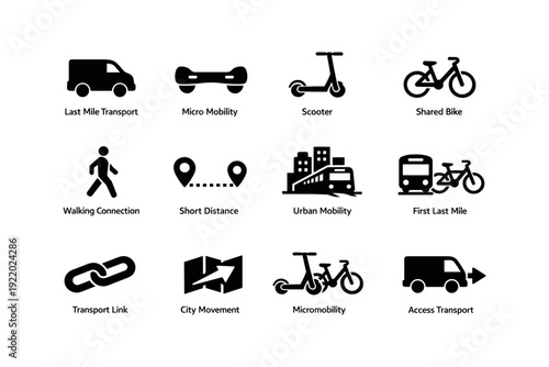 Icons of urban mobility and transport connections