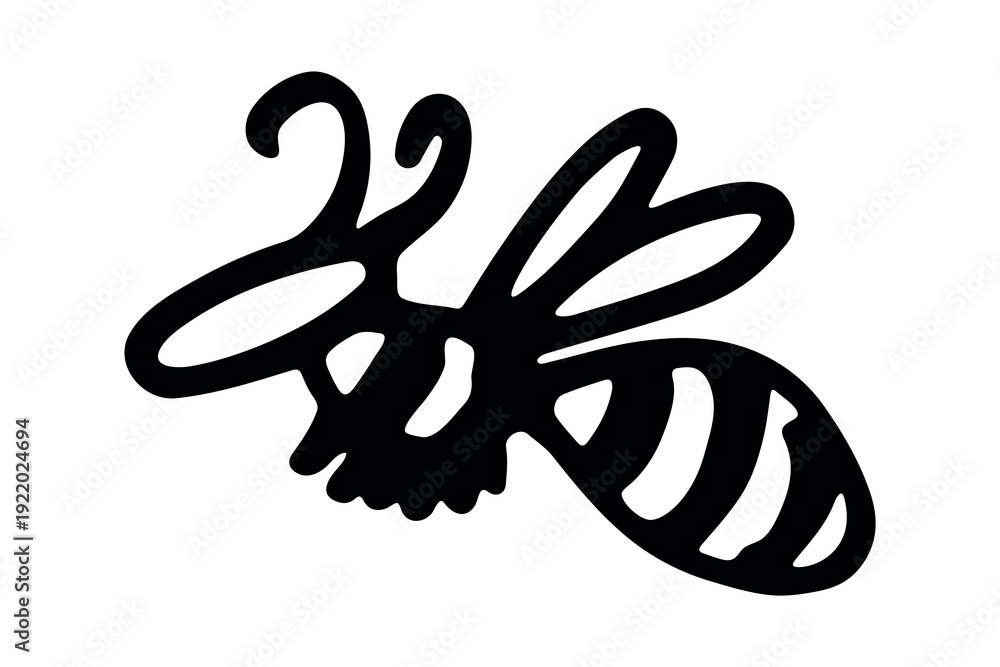Obraz premium Hand drawn happy funny cute honey bee clipart Adorable flying striped insect friendly kawaii bumble bee For kids print, web, design, decor, logo