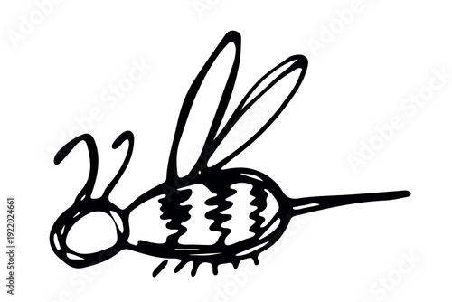 Hand drawn happy funny cute honey bee clipart Adorable flying striped insect friendly kawaii bumble bee For kids print, web, design, decor, logo