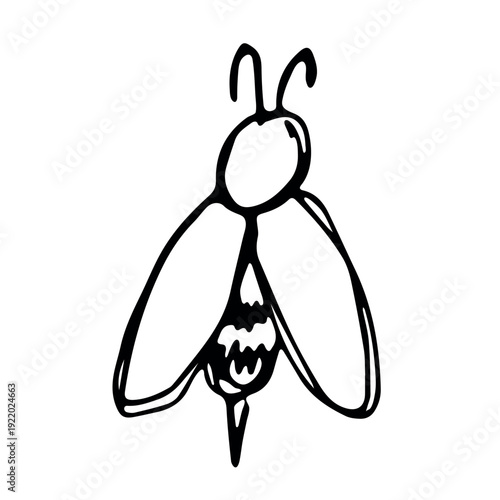 Hand drawn happy funny cute honey bee clipart Adorable flying striped insect friendly kawaii bumble bee For kids print, web, design, decor, logo