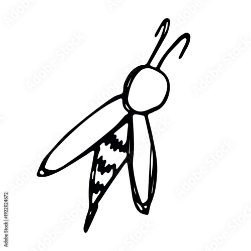 Hand drawn happy funny cute honey bee clipart Adorable flying striped insect friendly kawaii bumble bee For kids print, web, design, decor, logo