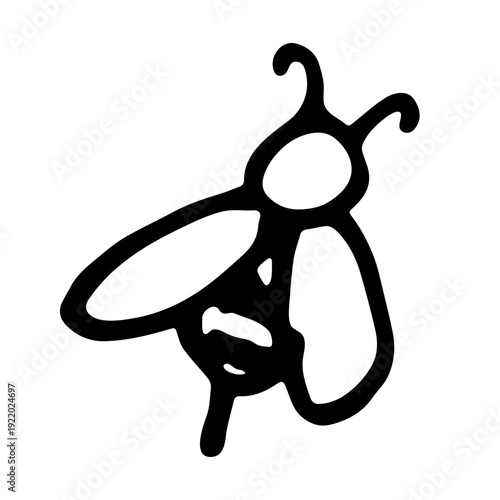 Hand drawn happy funny cute honey bee clipart Adorable flying striped insect friendly kawaii bumble bee For kids print, web, design, decor, logo