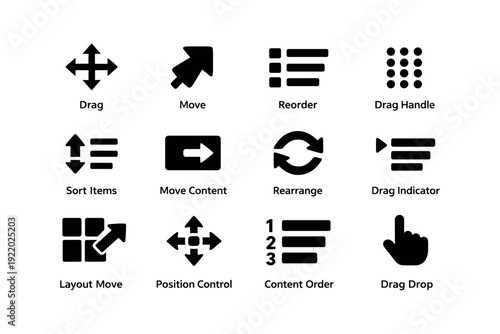 Interface icons for drag and reorder functions in ui design