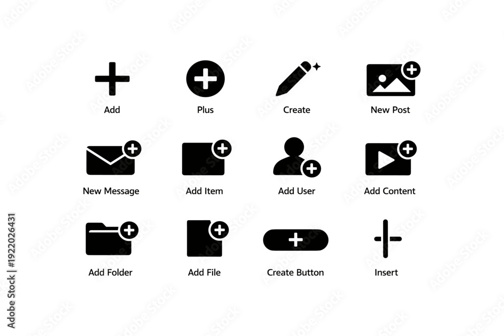 Fototapeta premium User interface icons set with add and create features