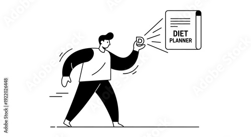 Healthy eating choices and meal planning for a balanced lifestyle, tracking progress with a digital device and a structured diet plan for wellness goals
